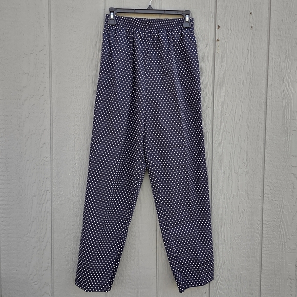 Knight's Ltd Polka Dot High Waisted Cotton Pants Blue & White Medium - Picture 2 of 12